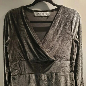 Hopeless Romantic Dark Grey Velvet Long Sleeve Maxie  Dress Size M